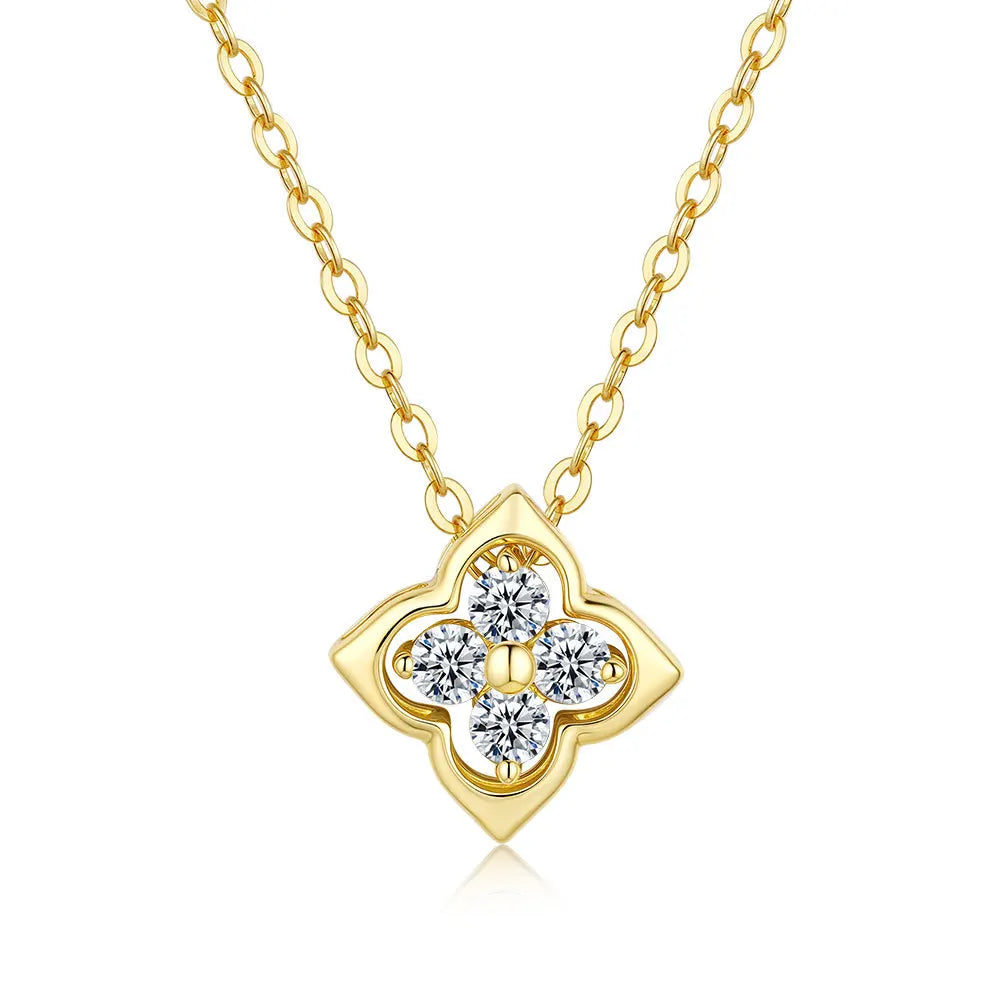 Colar trevo de quatro folhas pingente 14k banhado a ouro.