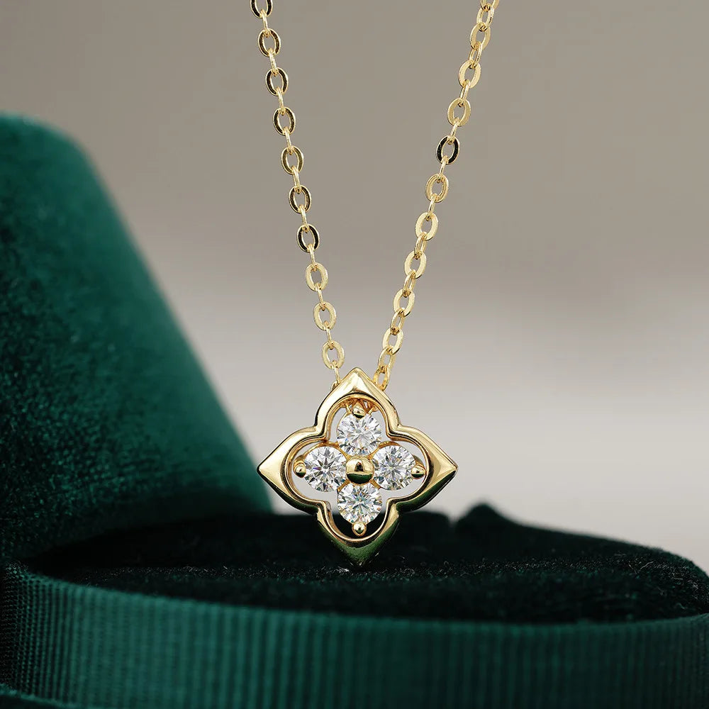 Colar trevo de quatro folhas pingente 14k banhado a ouro.