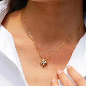 Colar trevo de quatro folhas pingente 14k banhado a ouro.
